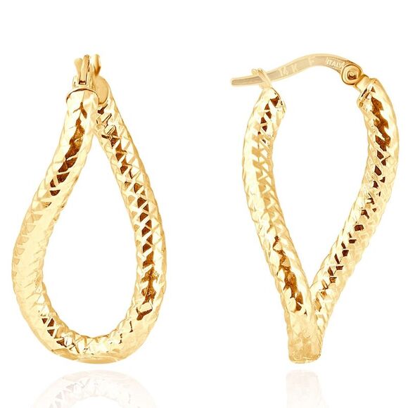 14k Yellow Gold 3mm Twirl Designer Hoops Women´s Earrings 1" Tall 1.15grams,All Products : American Fashion Style Bags On Sale